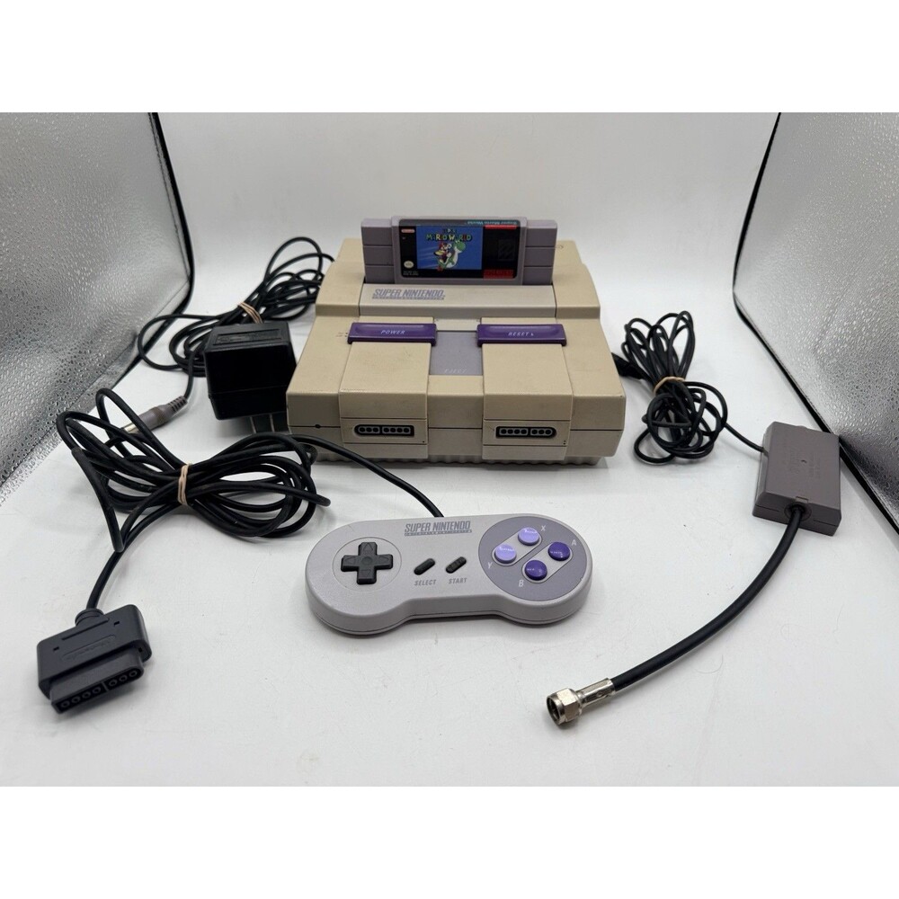 Super Nintendo SNES Console w/ Super Mario World Game Controller + Bundle Lot